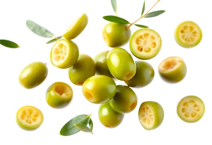 MidAir Green Olives CloseUp